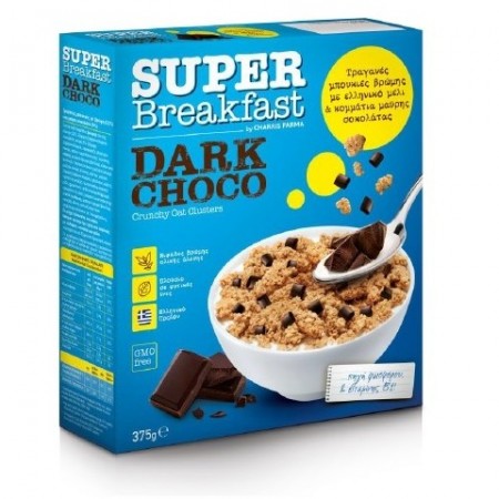 Super Breakfast Μπουκιές Βρώμης Dark Choco με Κομμάτια Μαύρης Σοκολάτας 375g