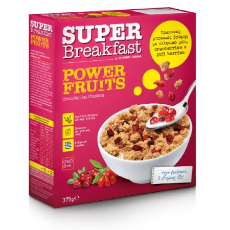 Super Breakfast Μπουκιές Βρώμης Power Fruits με Cranberries & Goji Berries 375g